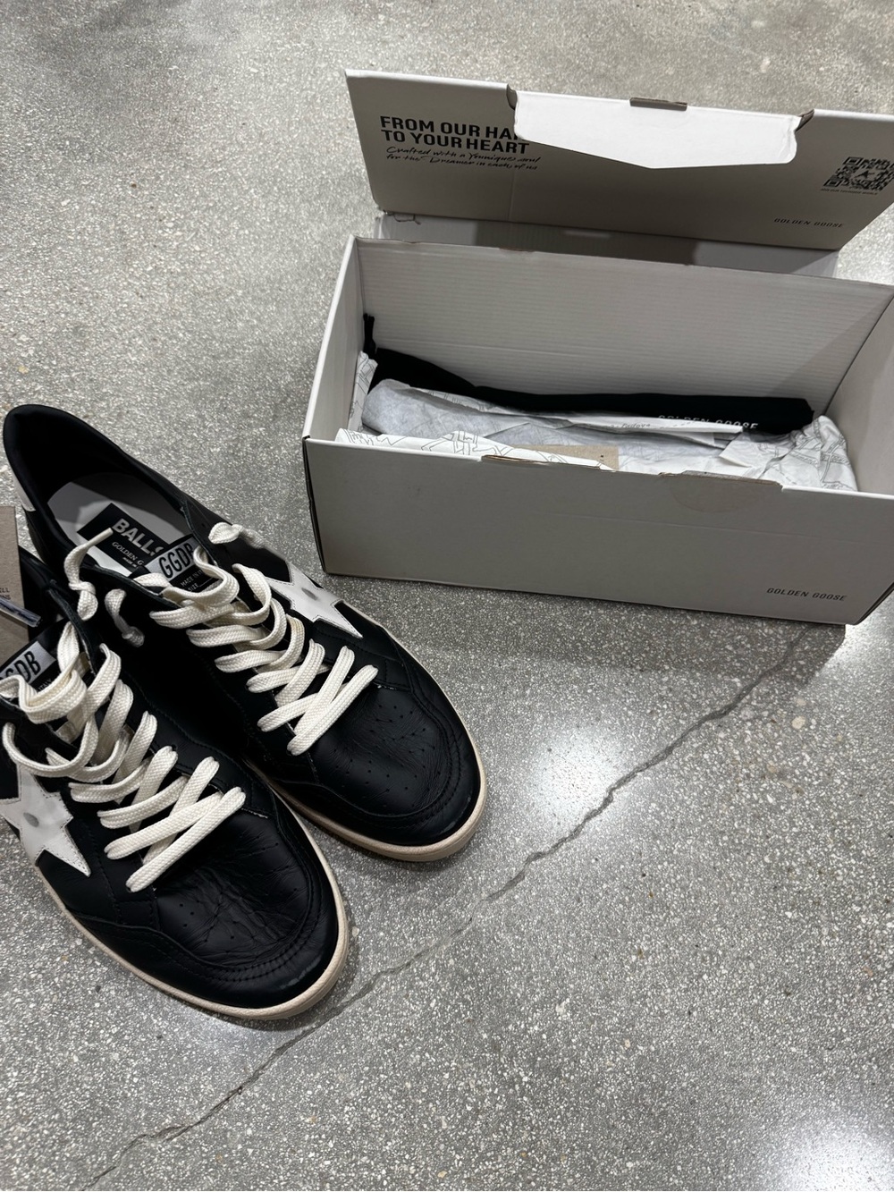 Golden Goose Black Leather Sneakers with White Star